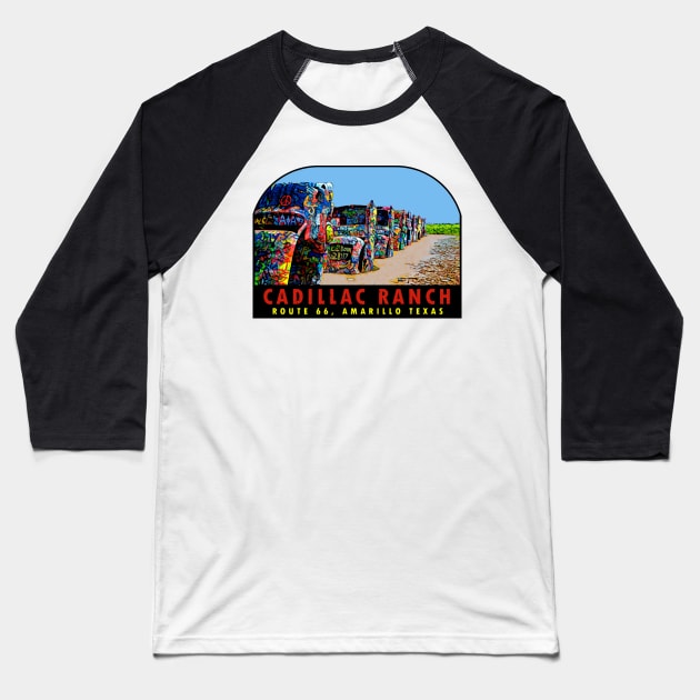 Cadillac Ranch Texas Vintage Baseball T-Shirt by Hilda74